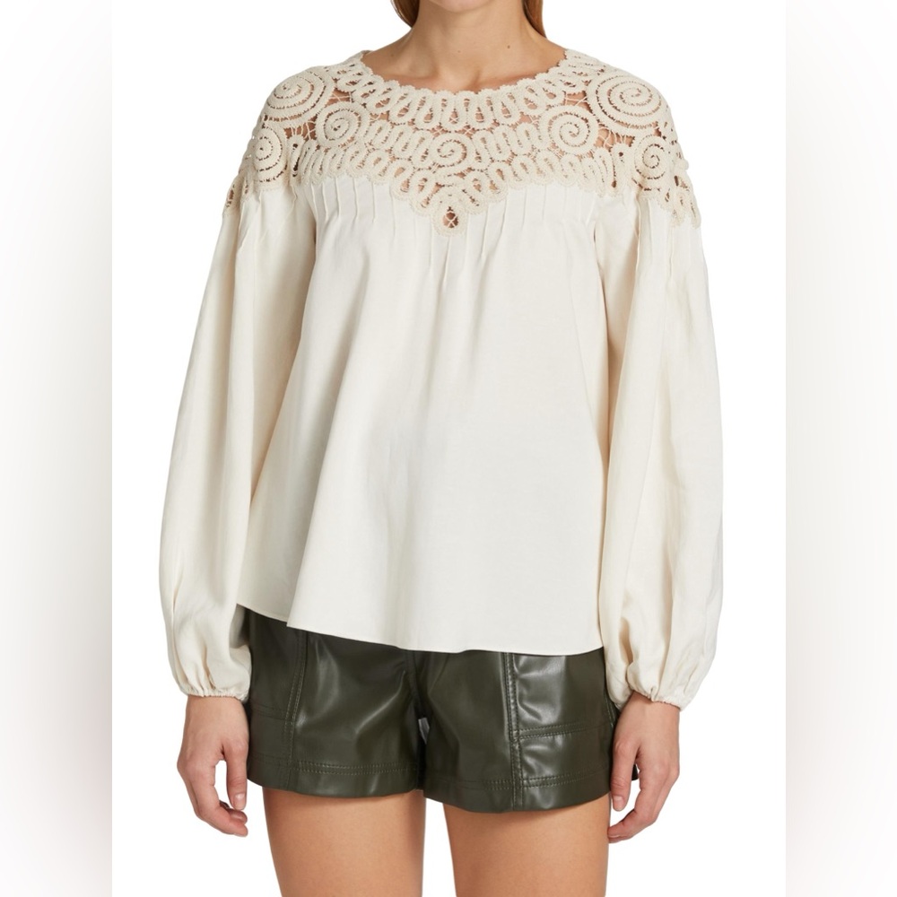 NWT $425 Jonathan Simkhai Maribel Embroidered Blouse